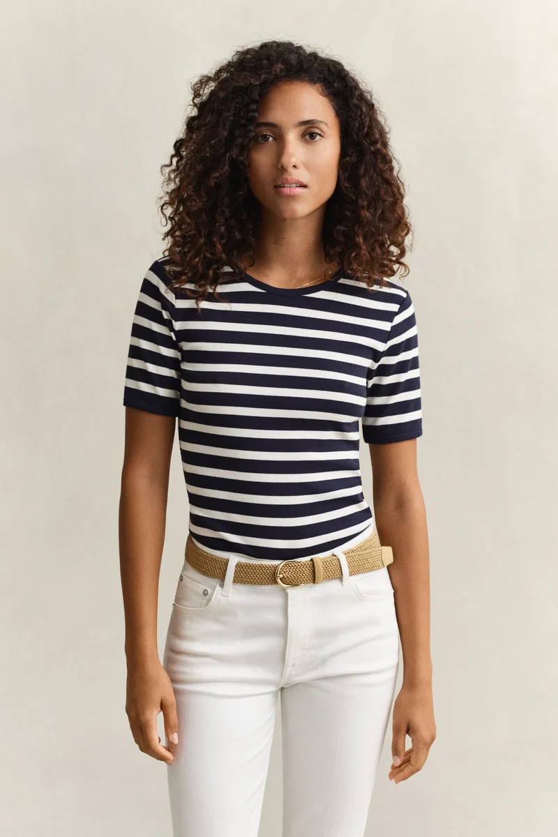 Gant Striped Ribbed Short SleeveT-Shirt